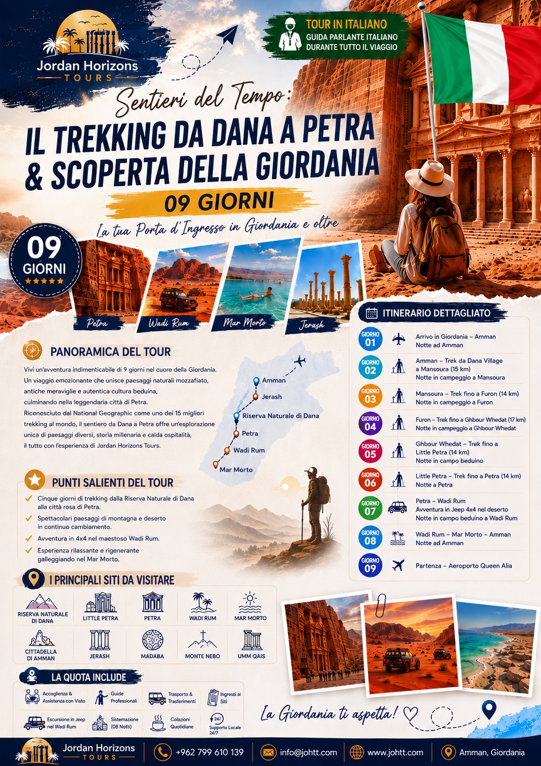 Escursioni a piedi in Giordania - Da Dana a Petra - Tour avventura in Giordania